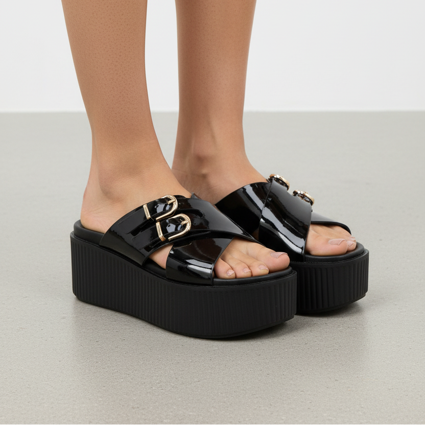 Sandales Compensées Vernies