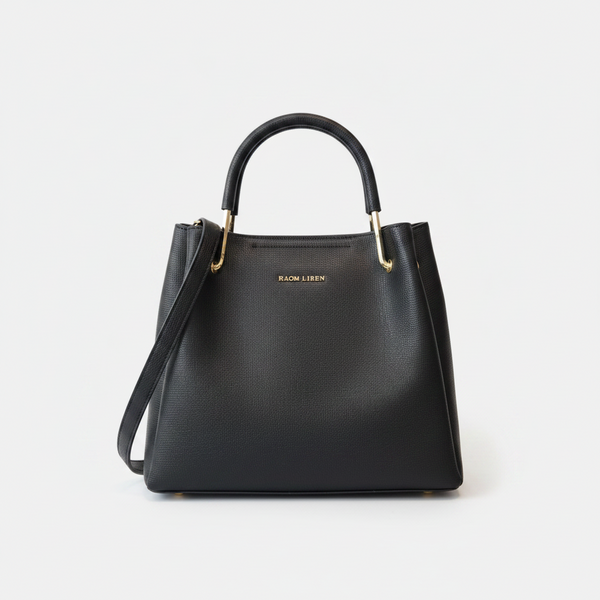 Sac Cabas Structuré Noir — Double Anse & Bandoulière