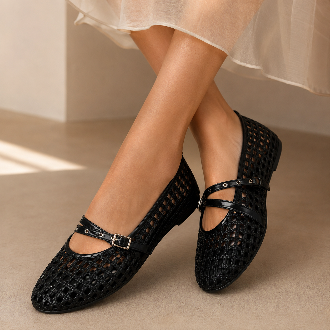 Ballerines Tressées à Brides Croisées