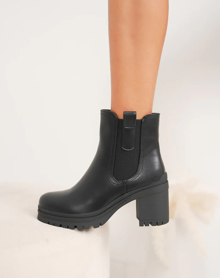 Demi Botte à talon carré fourrée