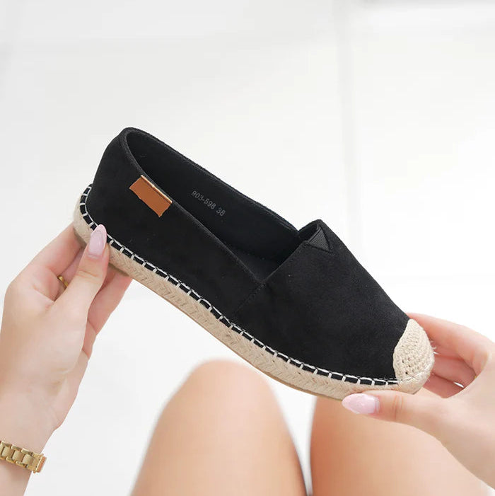 Espadrilles femme tendance en suédine avec bout corde tressée