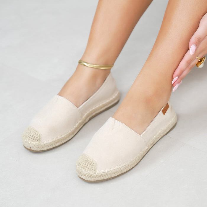 Espadrilles femme tendance en suédine avec bout corde tressée