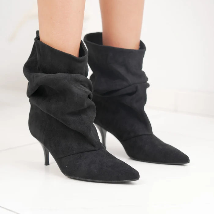Demi-boots à talons aiguilles et tige froncée