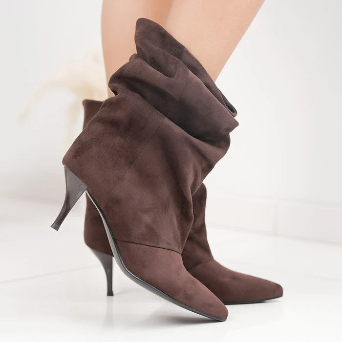 Demi-boots à talons aiguilles et tige froncée