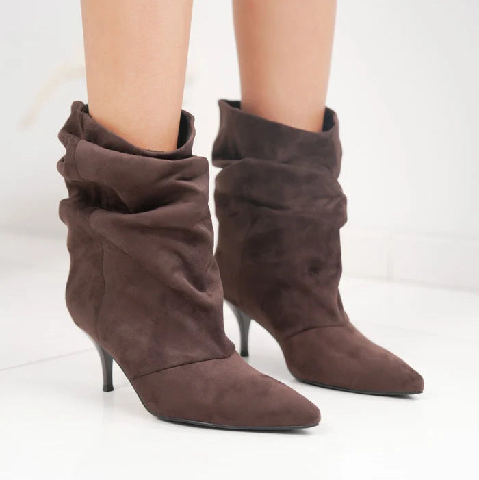 Demi-boots à talons aiguilles et tige froncée