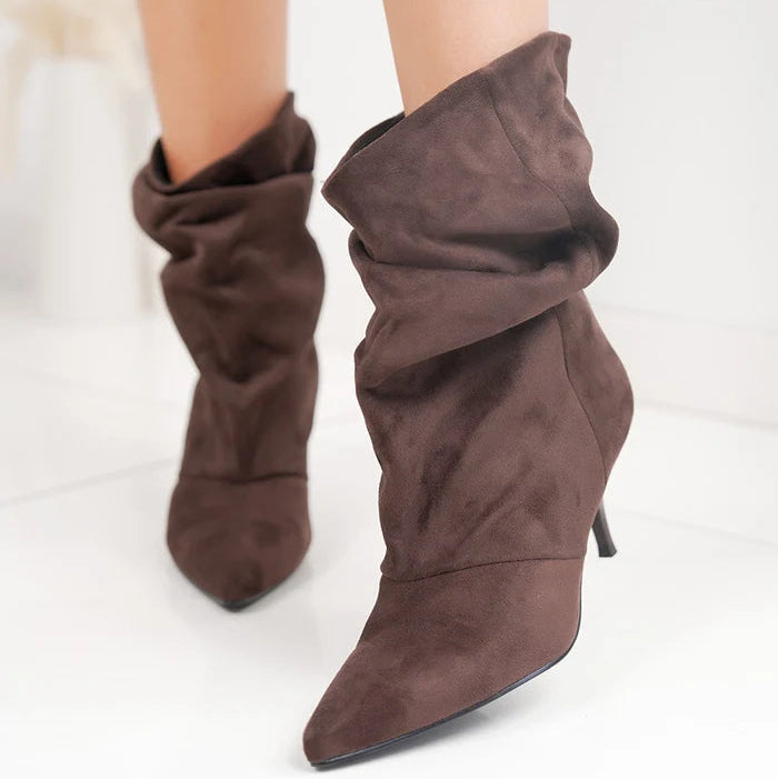 Demi-boots à talons aiguilles et tige froncée