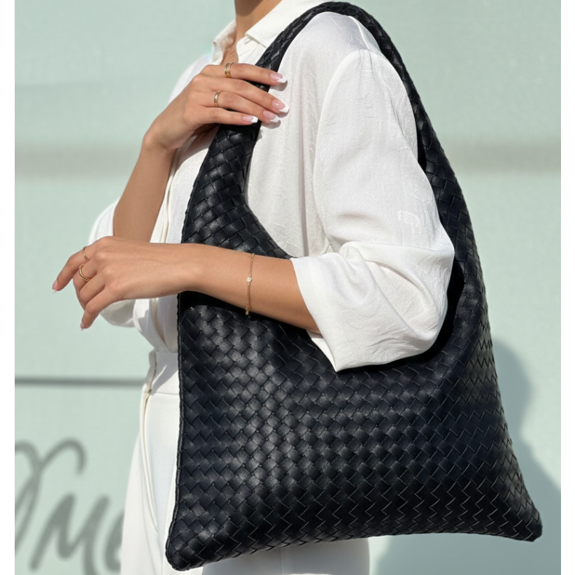 Sac Hobo en semi-cuire Tressé