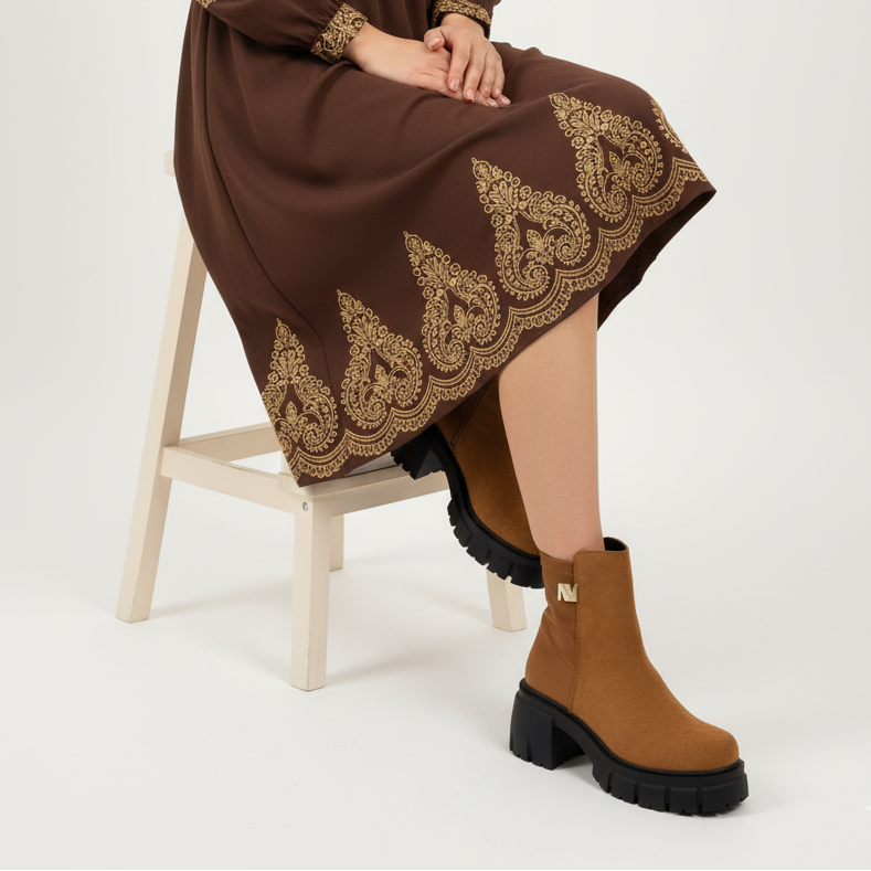 Demi botte de Luxe aux Détails Dorés