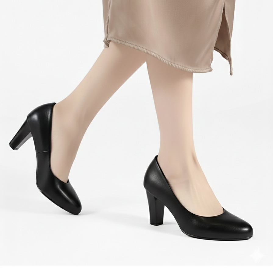 Escarpins en cuir  talons épais
