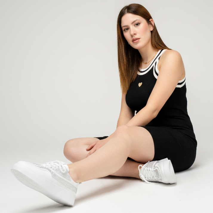 Baskets à semelle épaisse ornées de strass