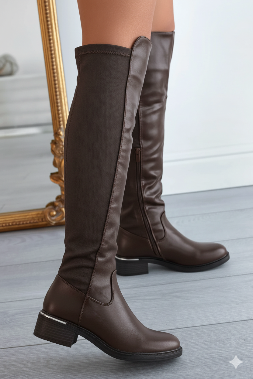 Bottes cavalières bi-matières