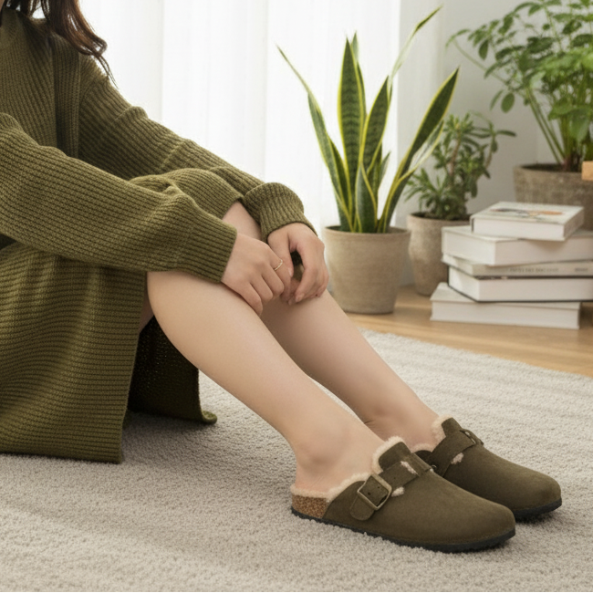 Sabots fourrés à boucle