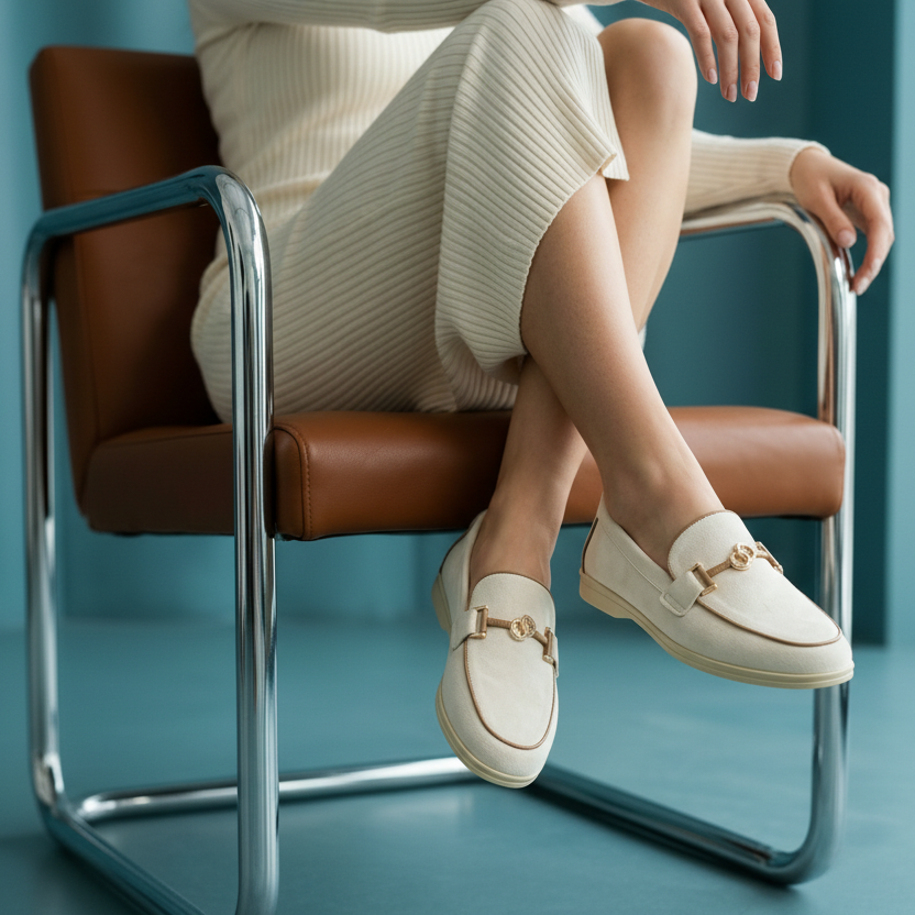 Classic Suede Loafer with Gold-Toned Bit Detail