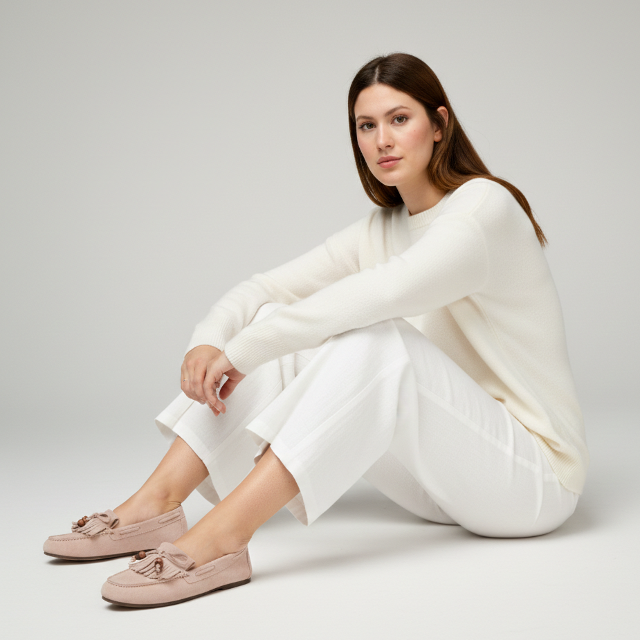 Mocassins avec des pampilles et des perles en bois