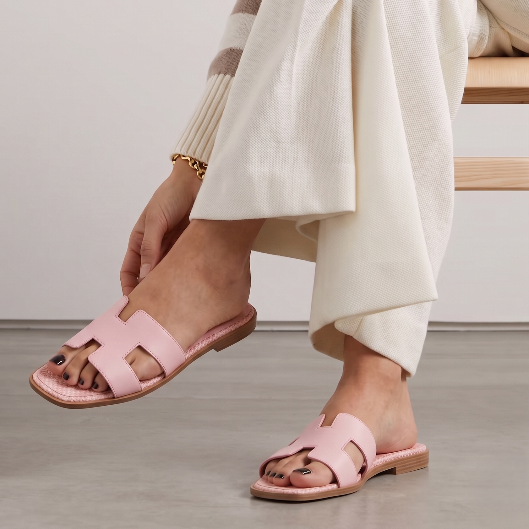 Mulle avec Bride Croisée Simple, Semelle Bicolore