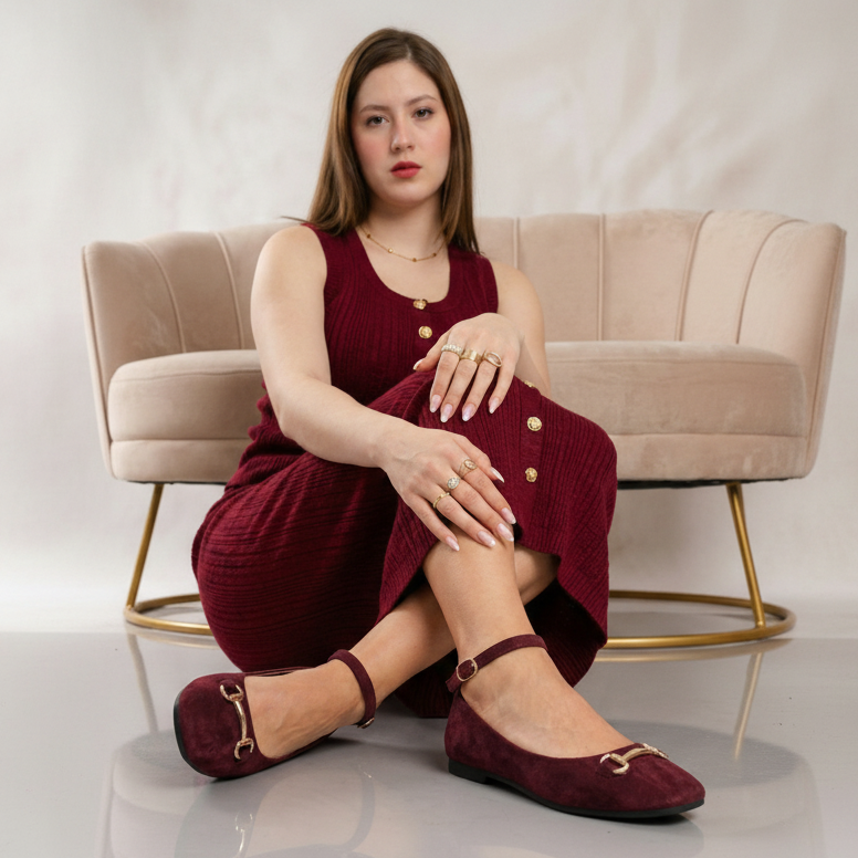 Ballerine à boucle et lanière