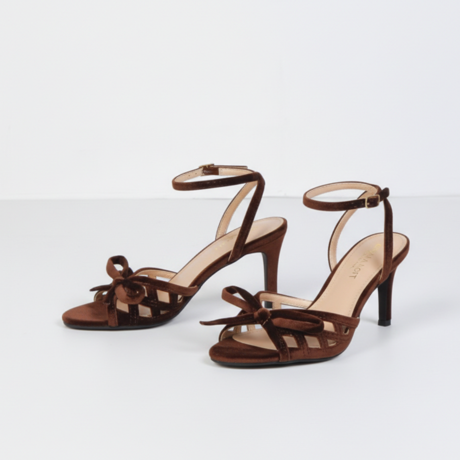 sandales à talons en velours rouge