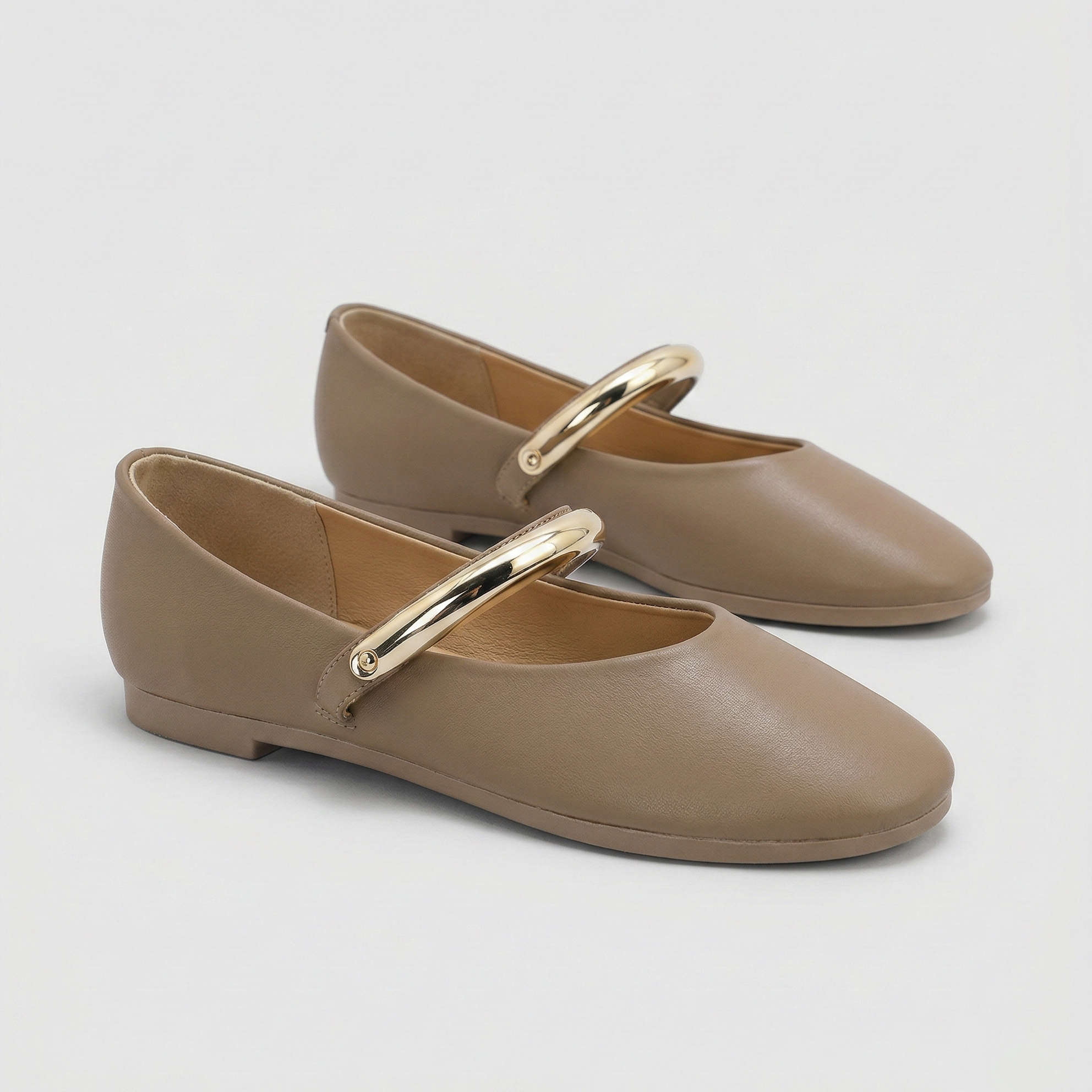 Ballerine à Bride Tubulaire Dorée