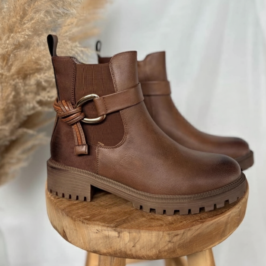 bottines avec sangle nouée