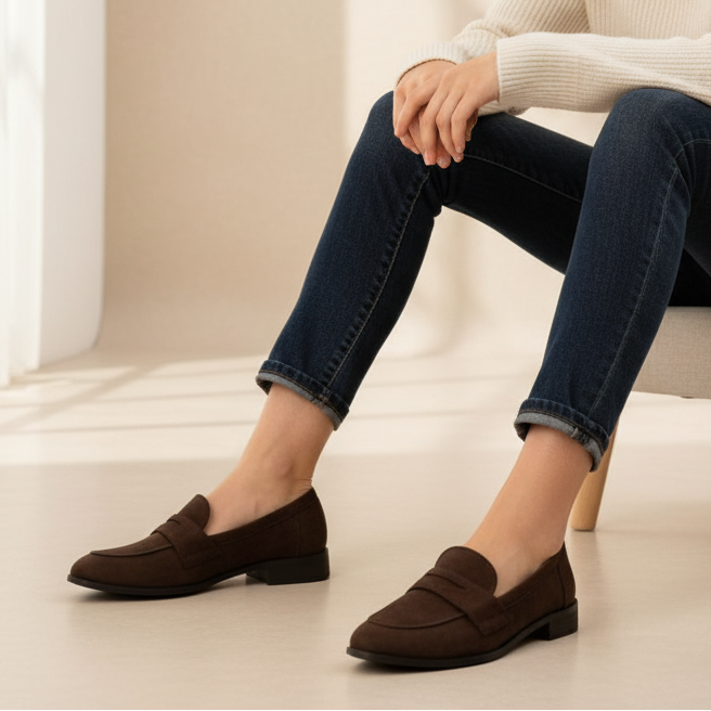 Mocassins effet suédine femme