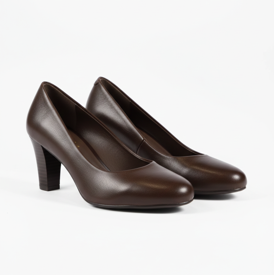 Escarpins en cuir  talons épais