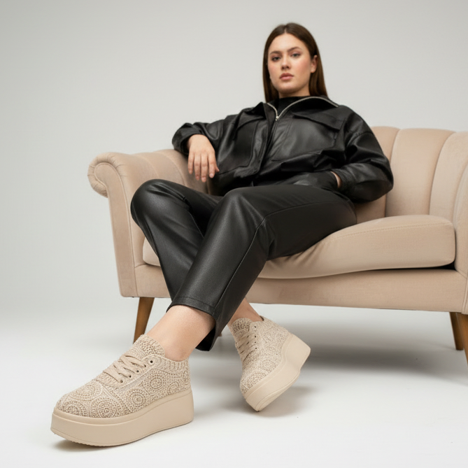 Baskets à plateforme en dentelle