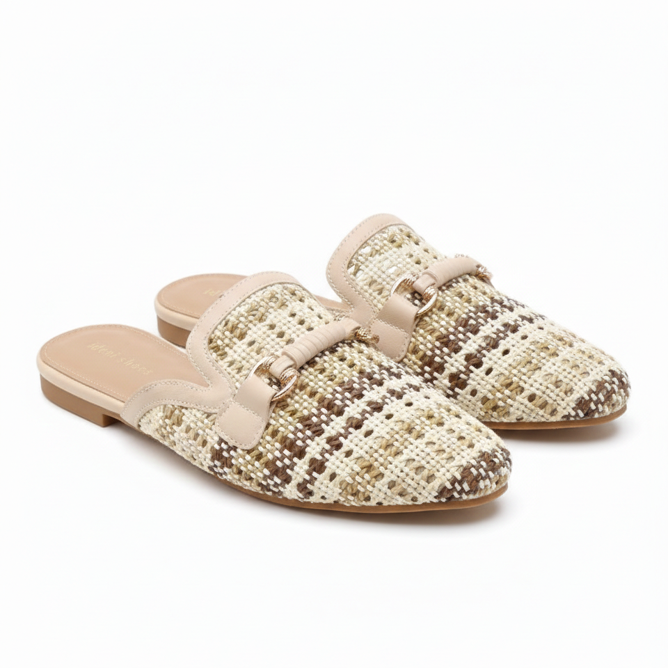 Babouche tressés avec fermoir décoratif,