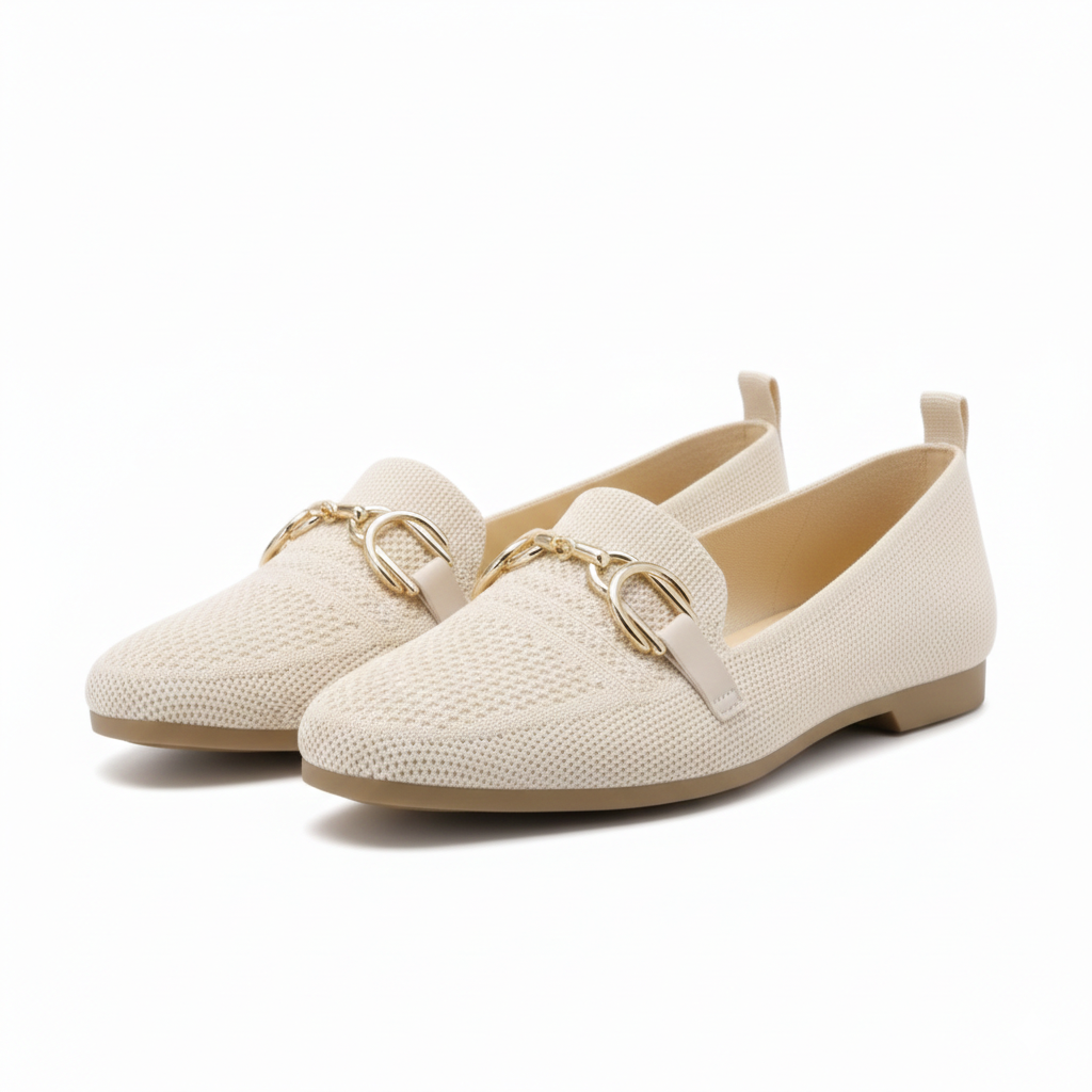 Mocassins en maille texturée et boucle métallique décoratif