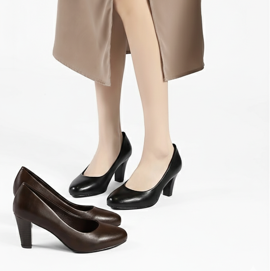 Escarpins en cuir  talons épais