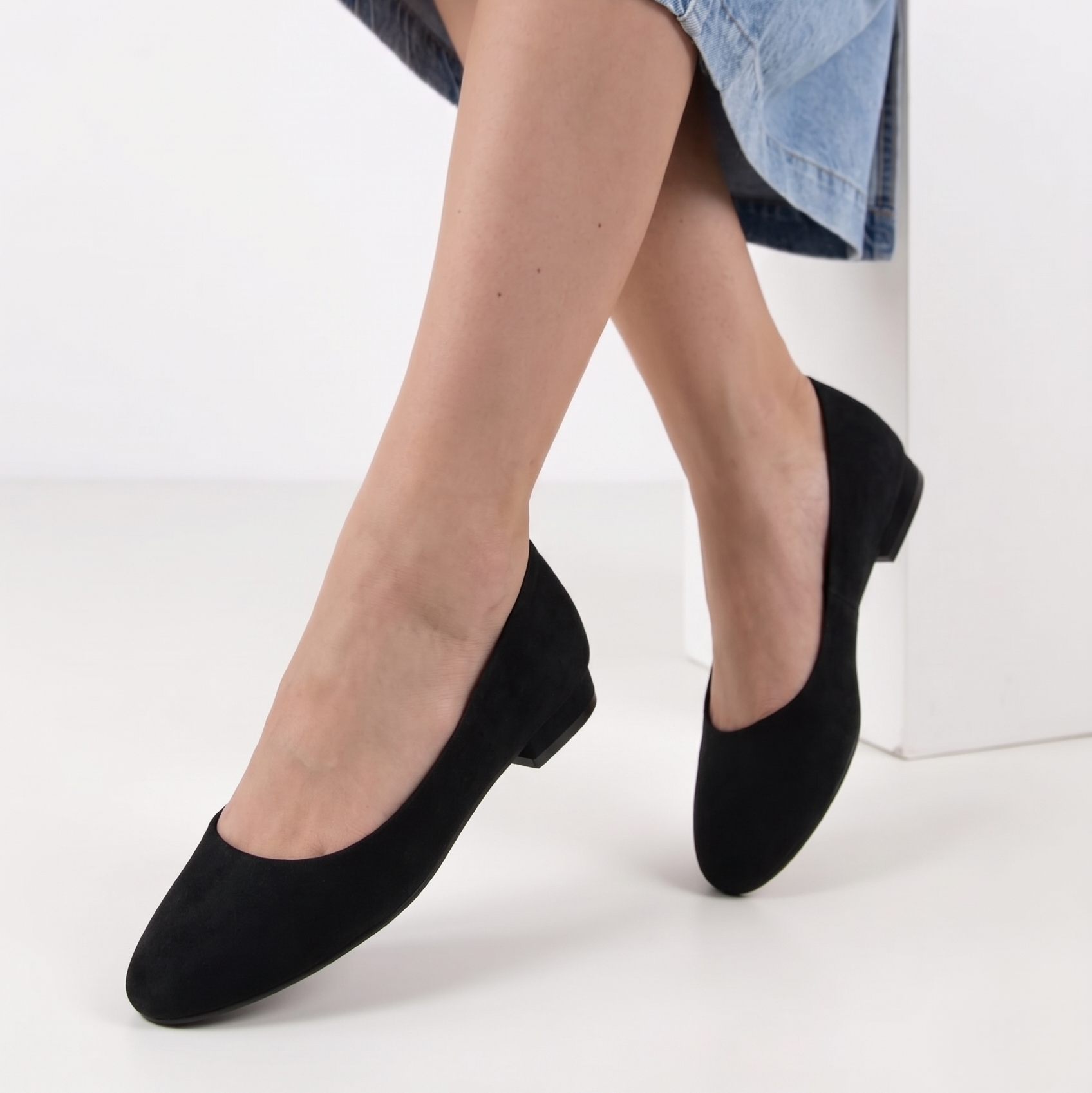 Ballerines à petit talon, bout rond, style épuré