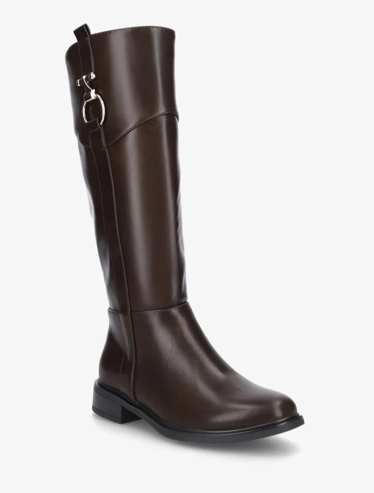 Bottes simili talon bloc empiècement métal