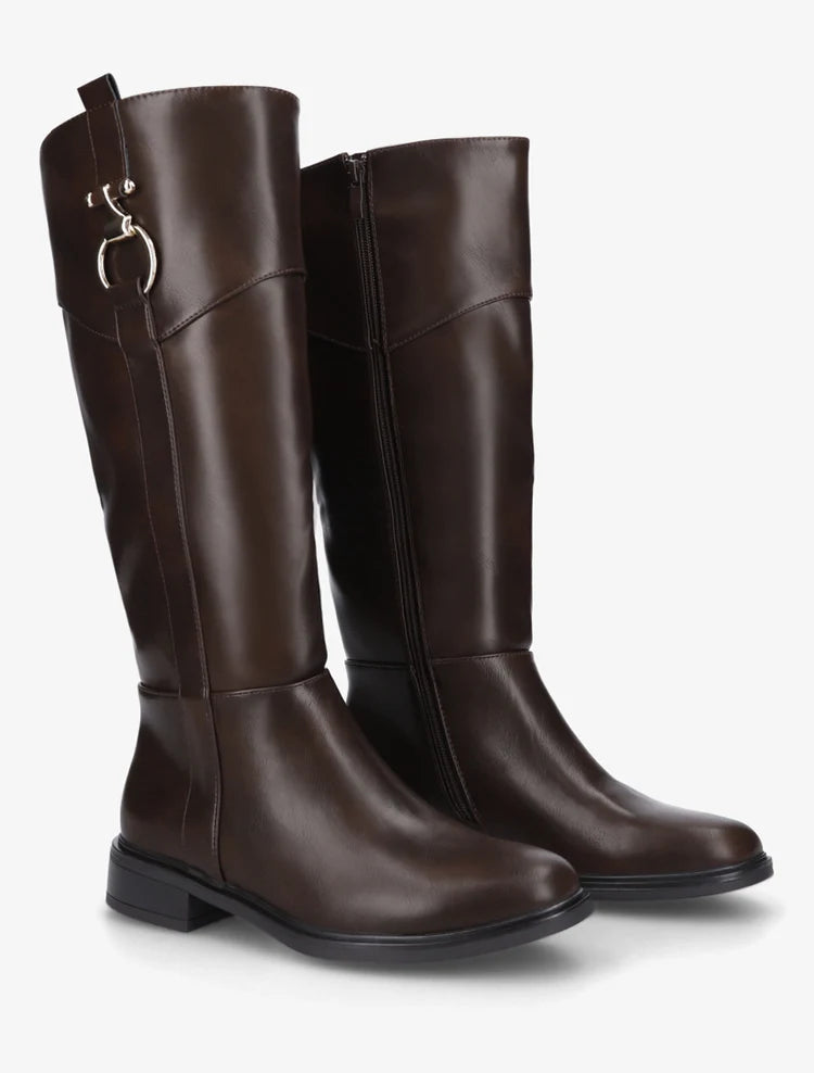 Bottes simili talon bloc empiècement métal