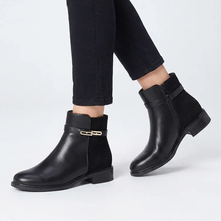 Bottines en simili à contrefort en suédine