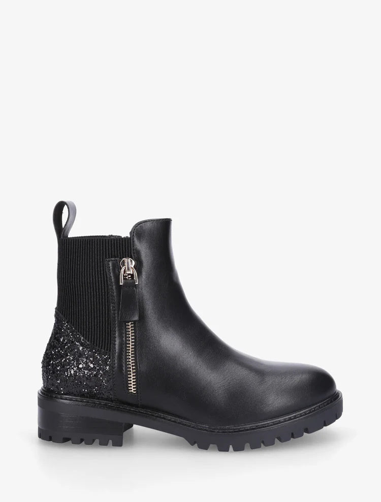 Bottines en simili à contrefort pailleté et zip