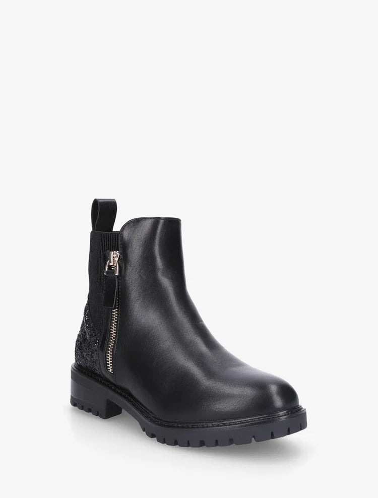 Bottines en simili à contrefort pailleté et zip
