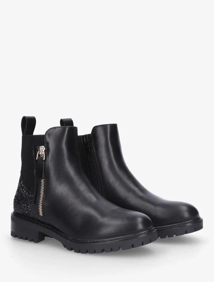 Bottines en simili à contrefort pailleté et zip