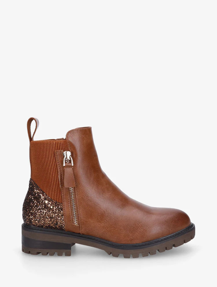 Bottines en simili à contrefort pailleté et zip
