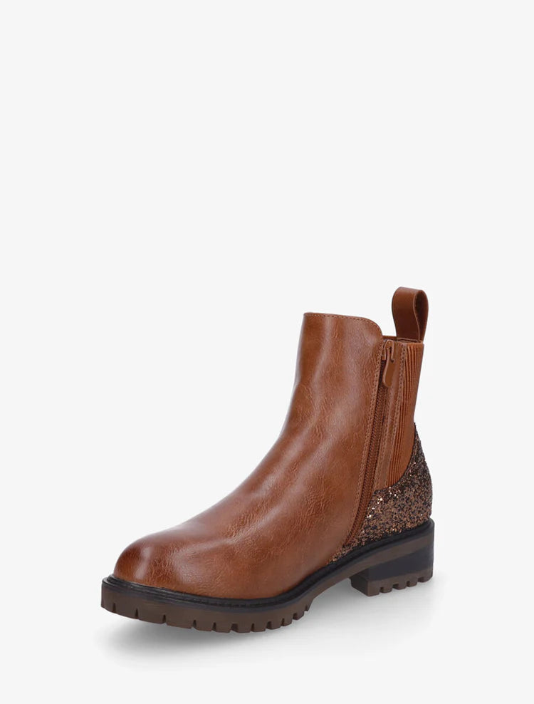 Bottines en simili à contrefort pailleté et zip