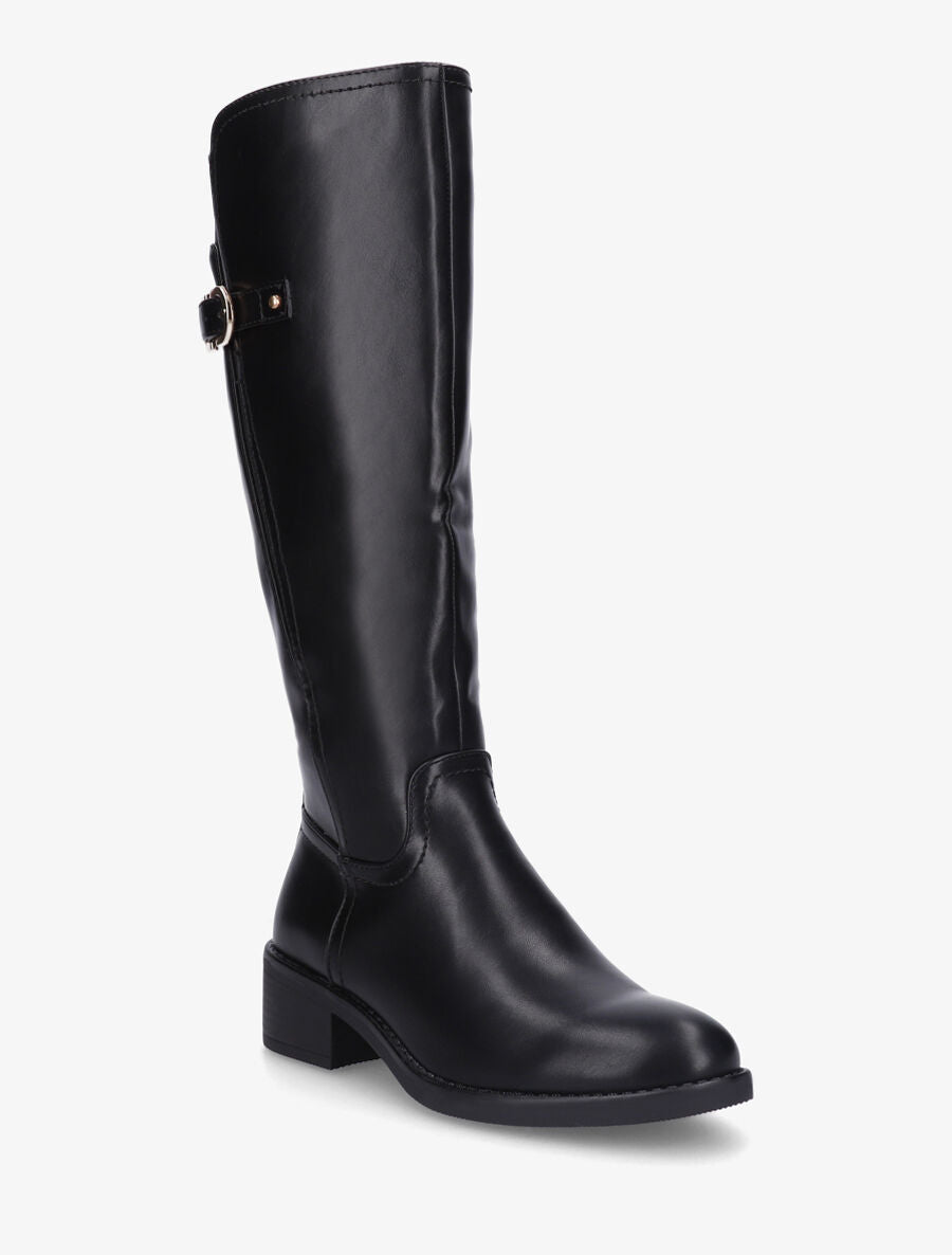 Bottes unies élastiquées à talon