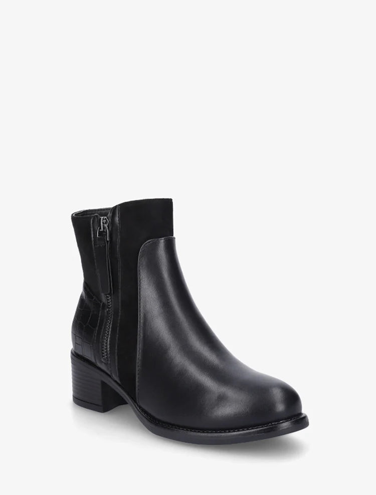 Bottines en simili et suédine à contrefort croco