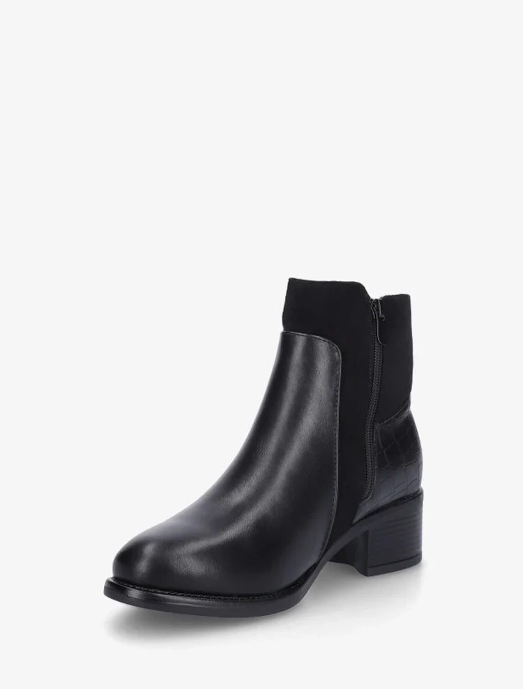 Bottines en simili et suédine à contrefort croco