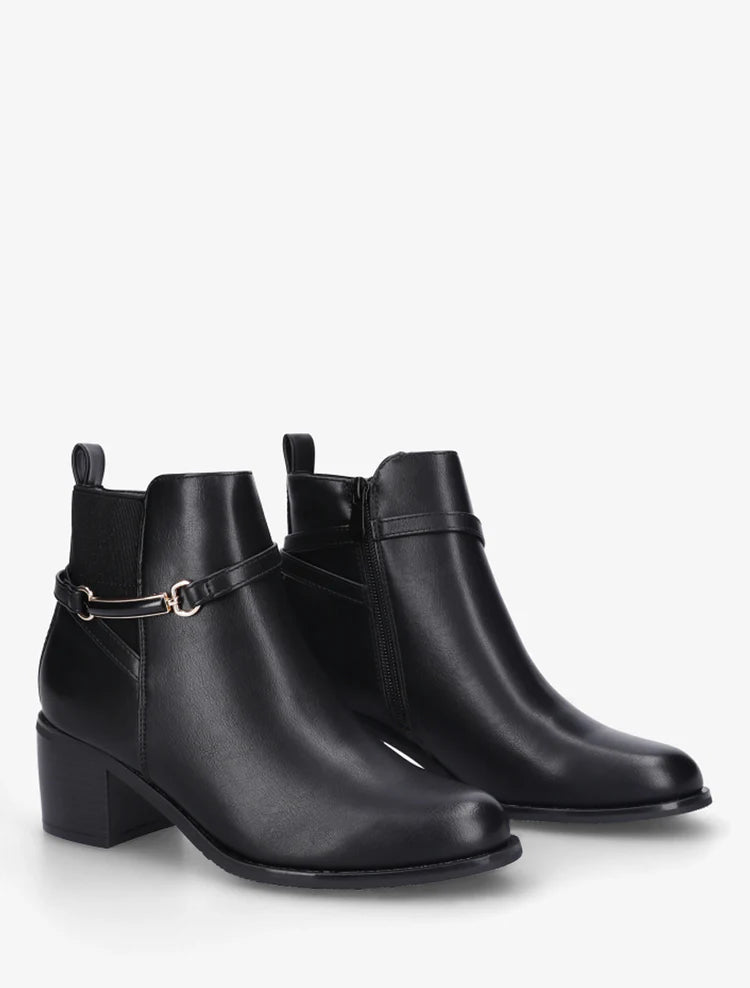 Bottines élastiquées en simili à ceinturon