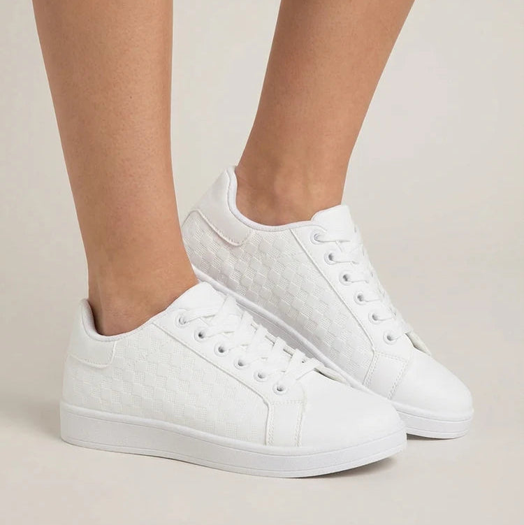 Baskets basses à lacets damier