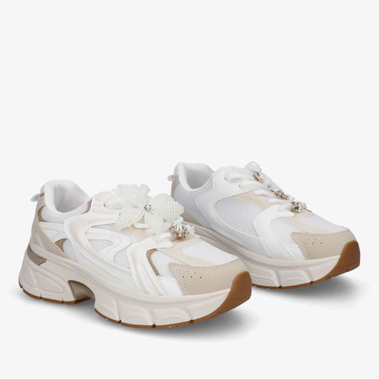 Baskets plateforme bijou fleur perles