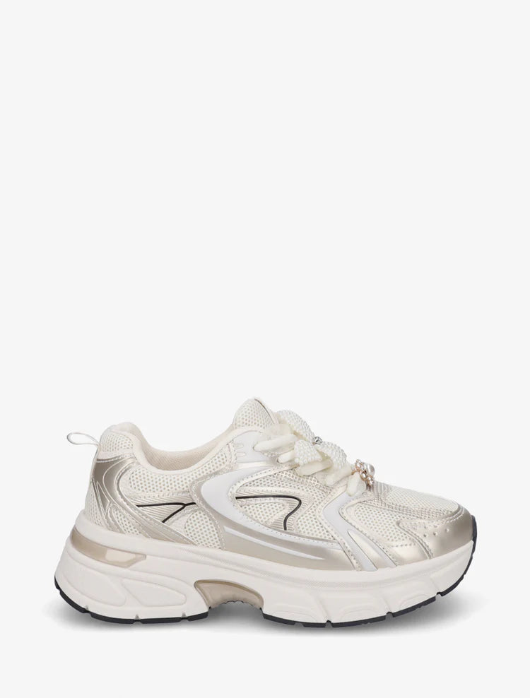 Baskets plateforme bijou fleur perles