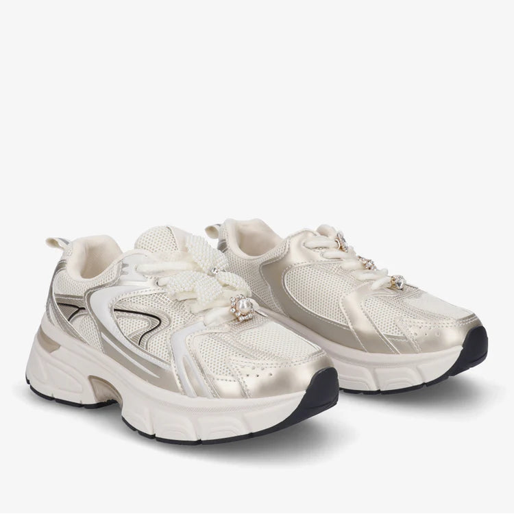 Baskets plateforme bijou fleur perles