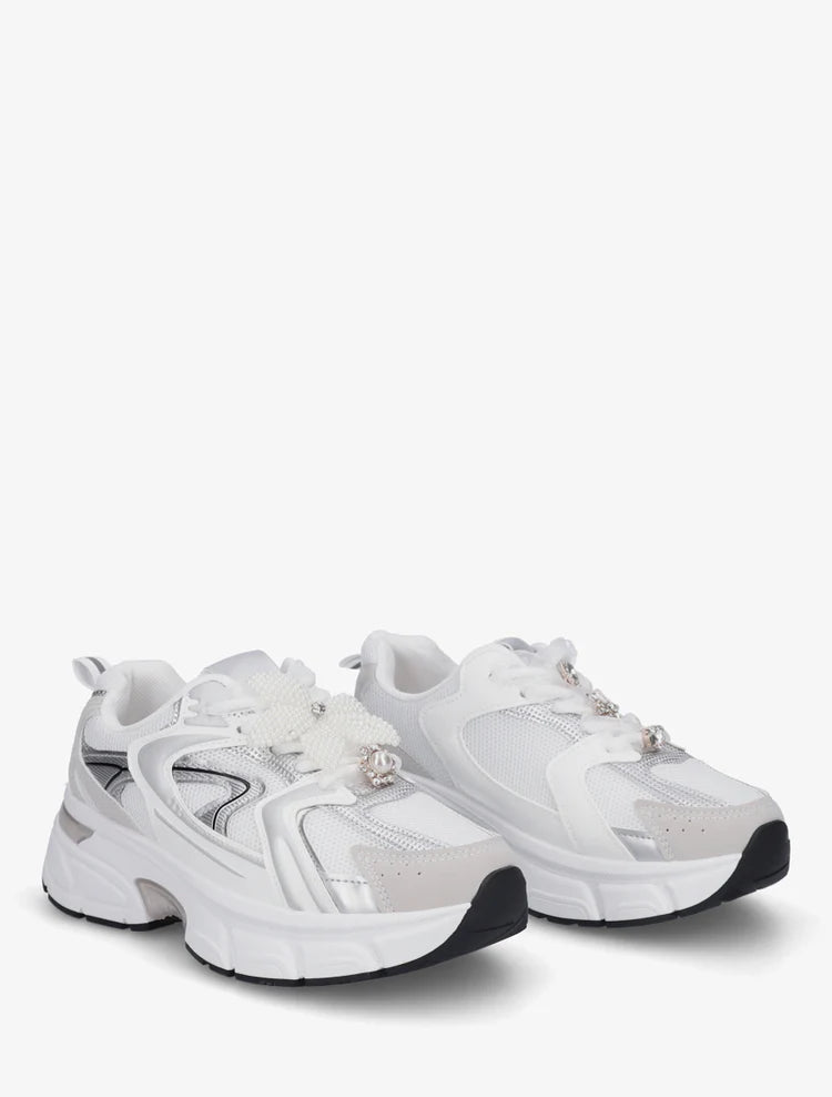 Baskets plateforme bijou fleur perles