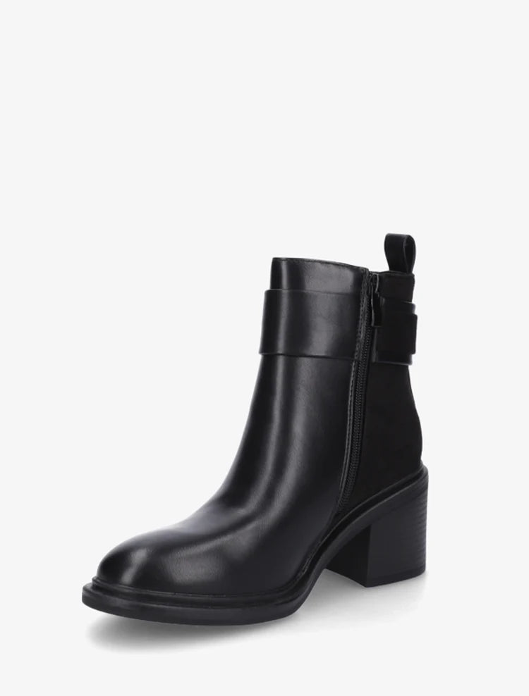 Bottines bimatière à talon bloc