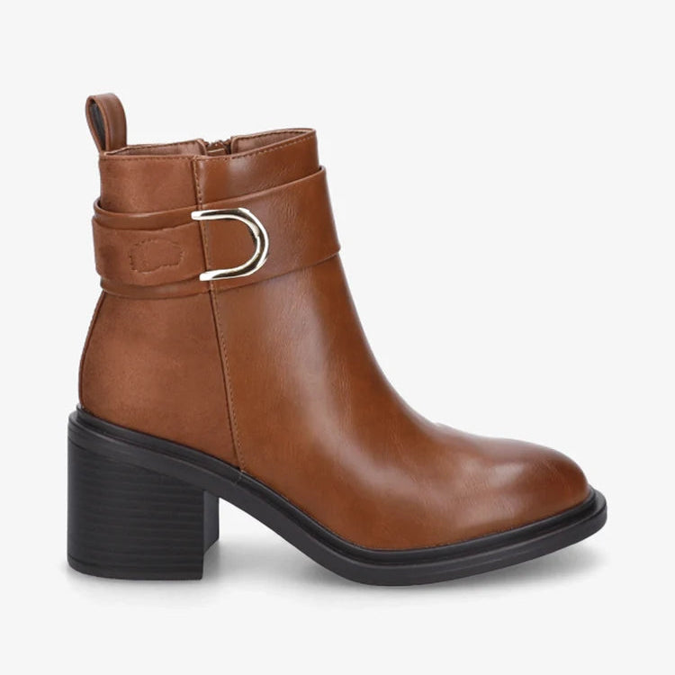 Bottines bimatière à talon bloc
