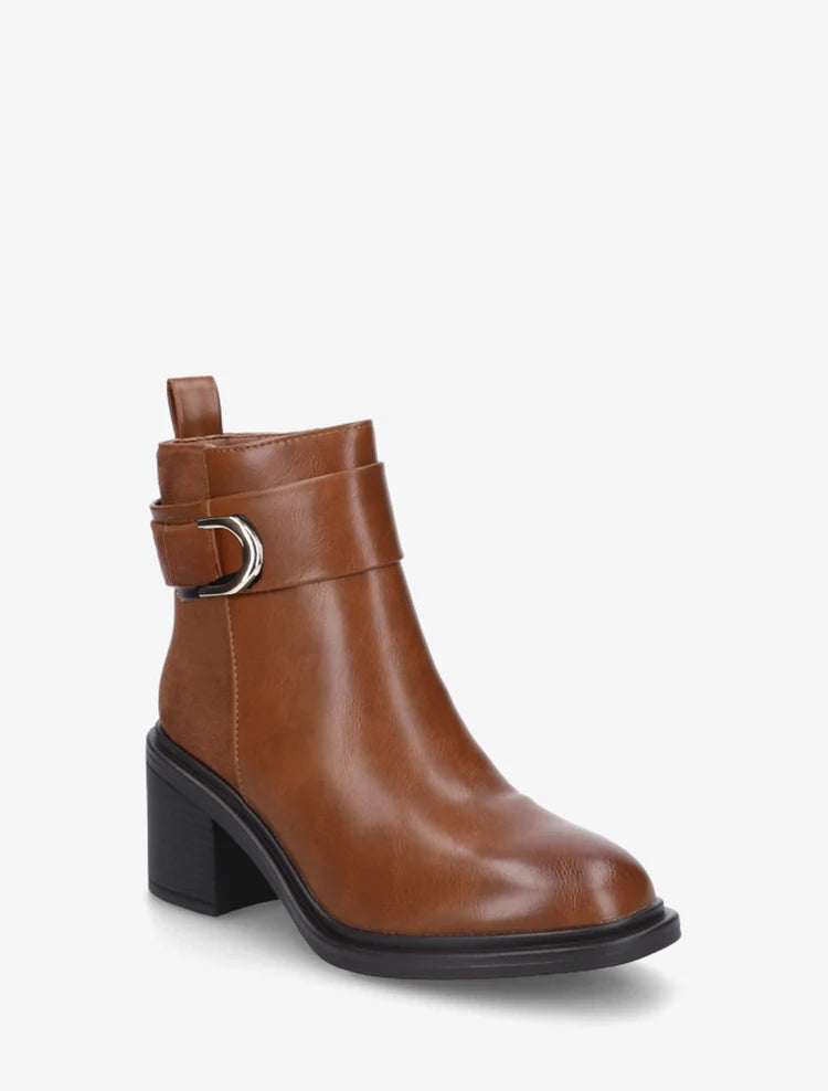 Bottines bimatière à talon bloc